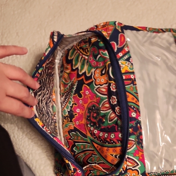 Vera Bradley Neon Paisley Floral Print Makeup Travel Hanging Bag - Picture 6 of 14